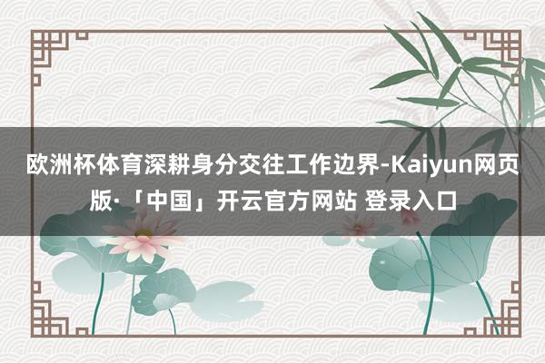 欧洲杯体育深耕身分交往工作边界-Kaiyun网页版·「中国」开云官方网站 登录入口