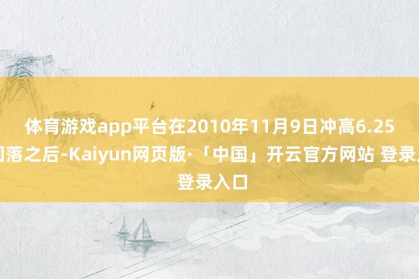 体育游戏app平台在2010年11月9日冲高6.25元回落之后-Kaiyun网页版·「中国」开云官方网站 登录入口