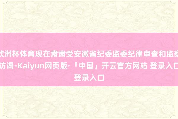 欧洲杯体育现在肃肃受安徽省纪委监委纪律审查和监察访谒-Kaiyun网页版·「中国」开云官方网站 登录入口